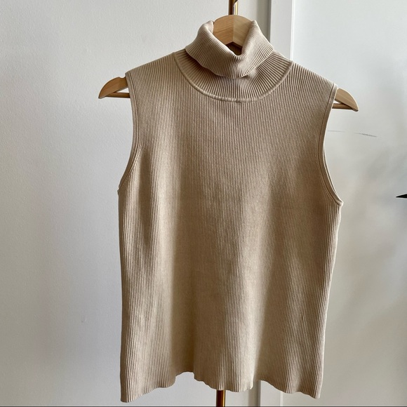 Grace - Sleeveless Sweater Turtleneck Top - Silk Blend - Picture 1 of 3